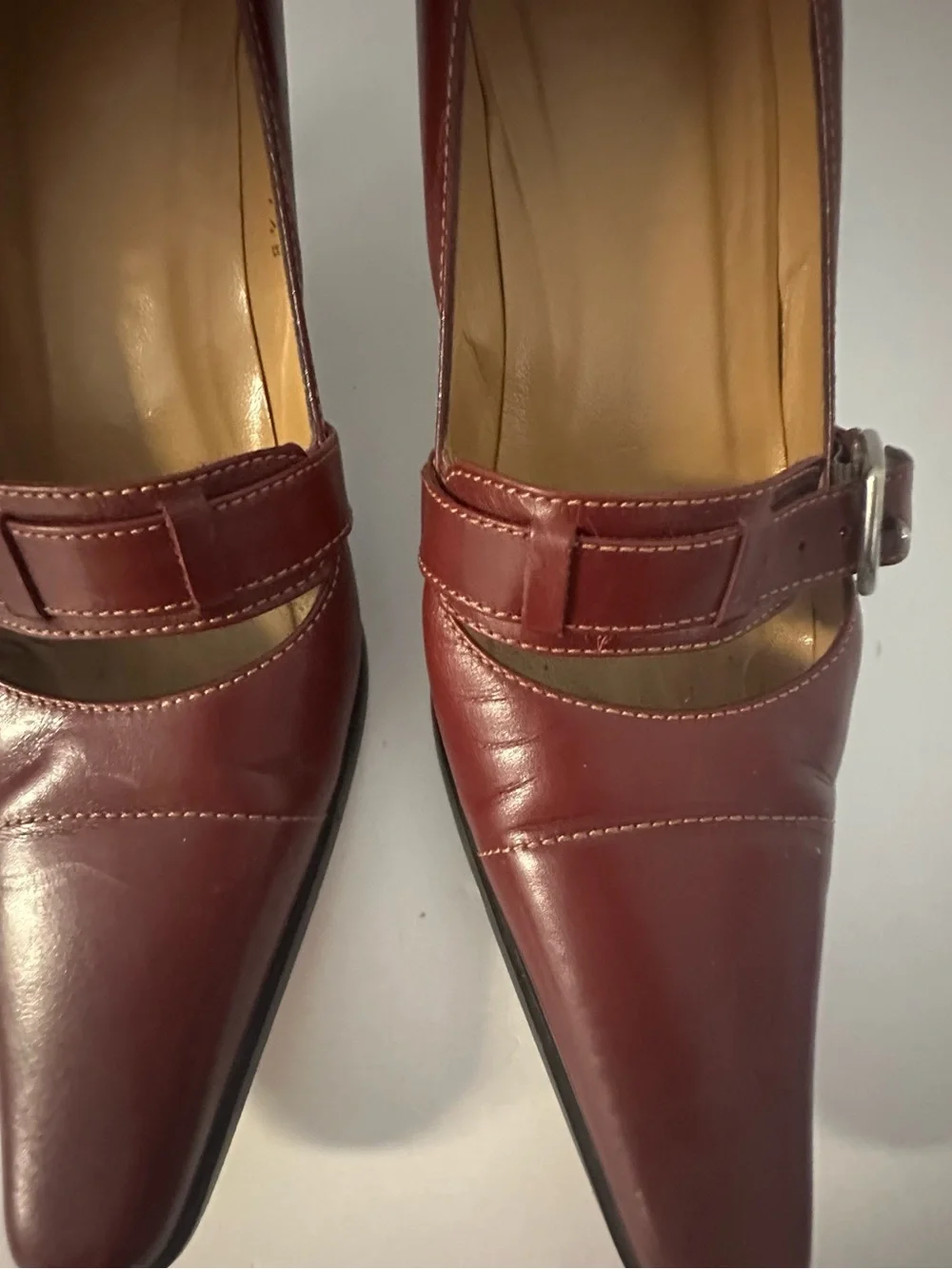 Coach Women's Burgundy Leather Buckle Pumps
